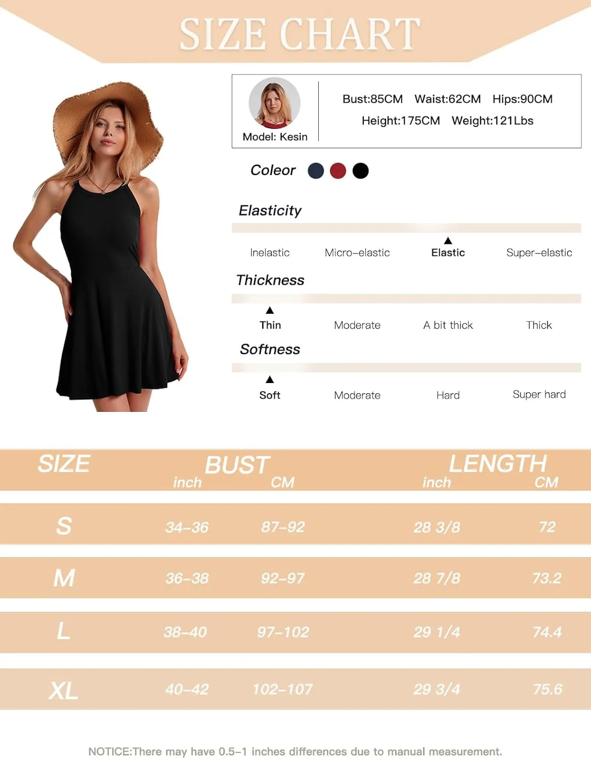 ANYFITTING Built in Bra Halter Dresses for Women Short Mini Casual Ribbed Skater Cute Dress