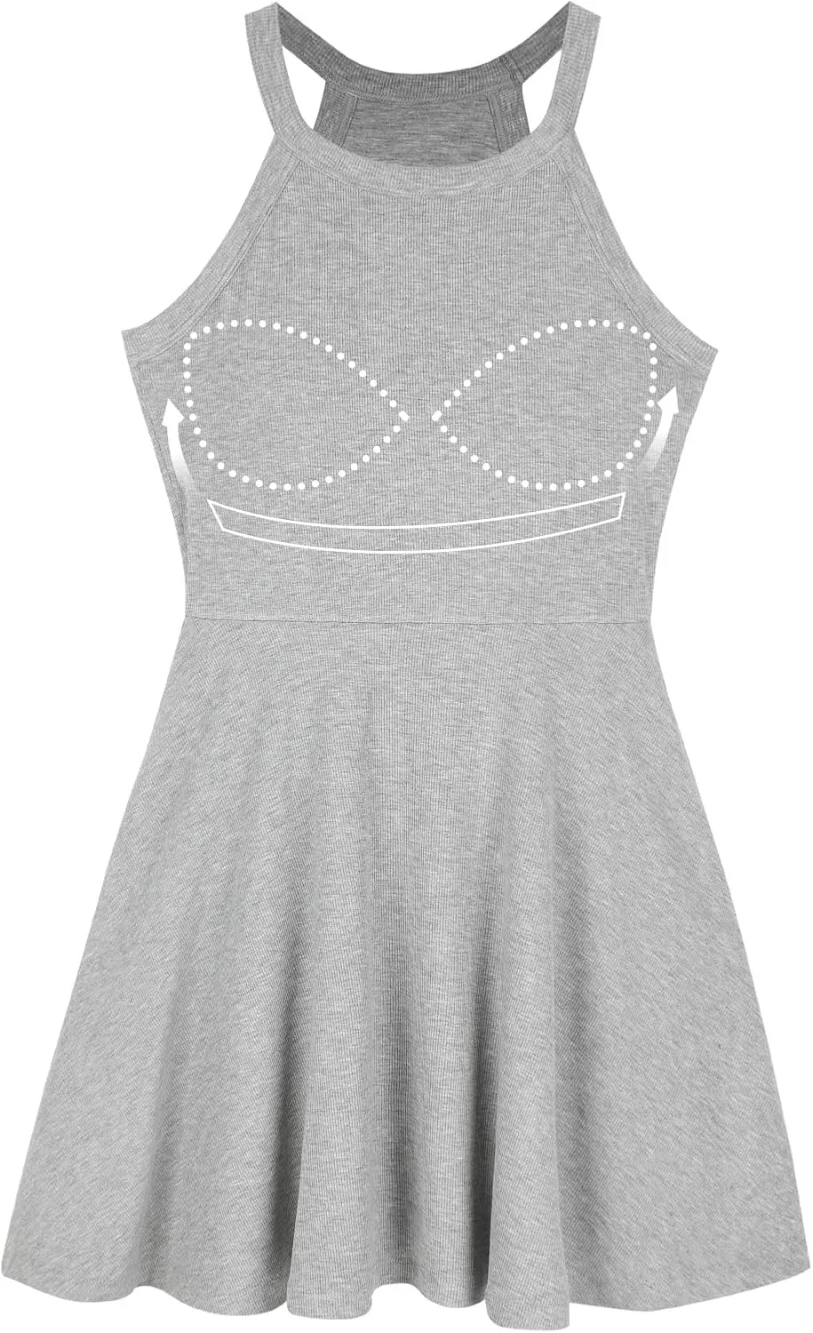 ANYFITTING Built in Bra Halter Dresses for Women Short Mini Casual Ribbed Skater Cute Dress