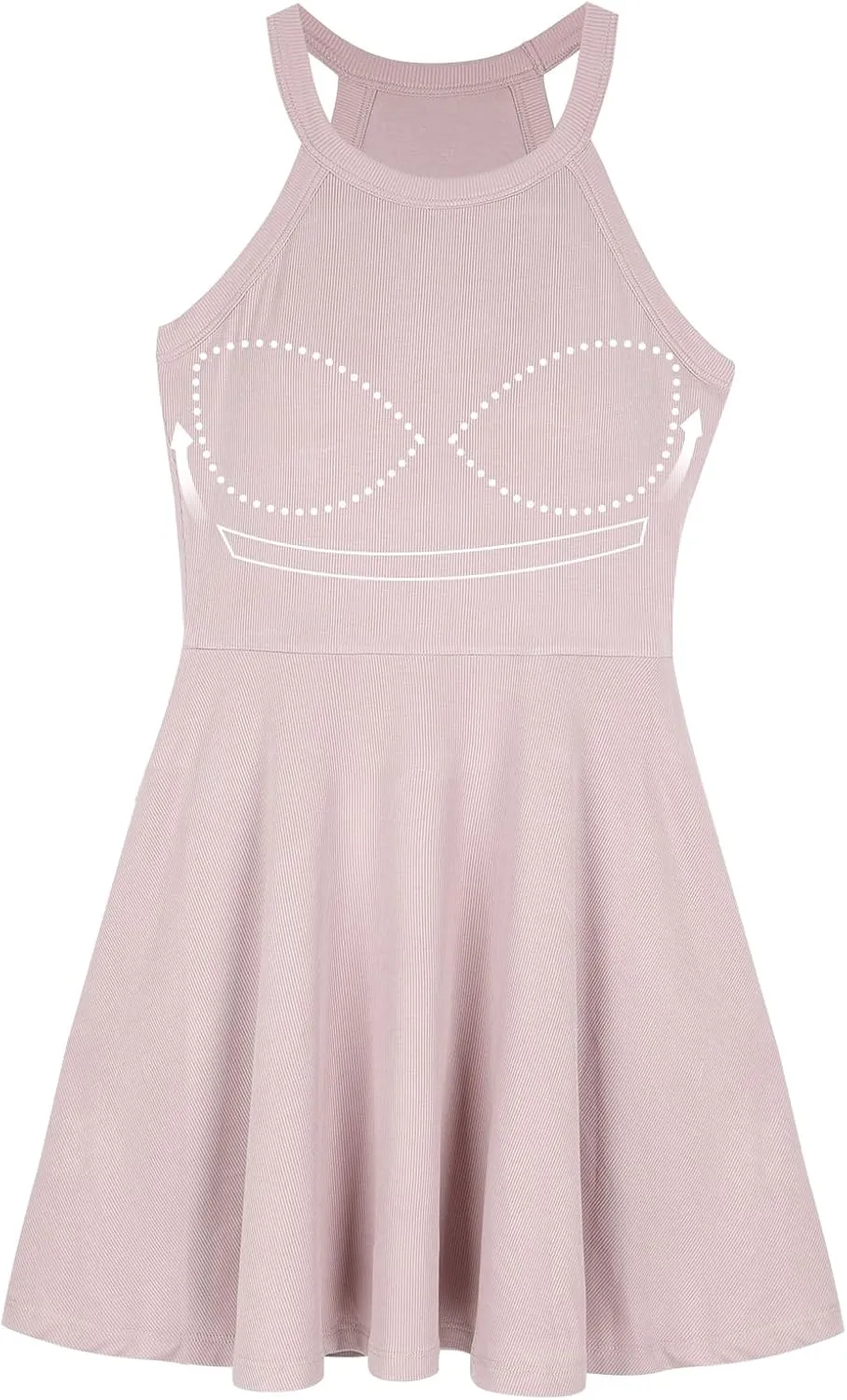 ANYFITTING Built in Bra Halter Dresses for Women Short Mini Casual Ribbed Skater Cute Dress
