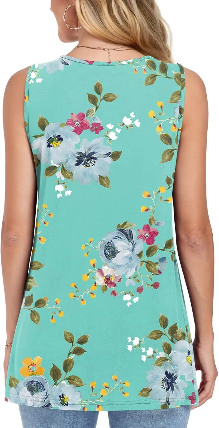 Anymeet Womens Tank Tops 2025 Spring Sleeveless Tunic Casual Basic Tshirts with Leggings Loose Pleated Blouses