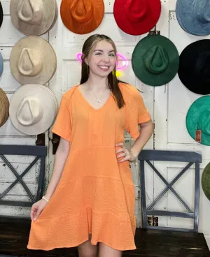 Apricot breeze tiered dress