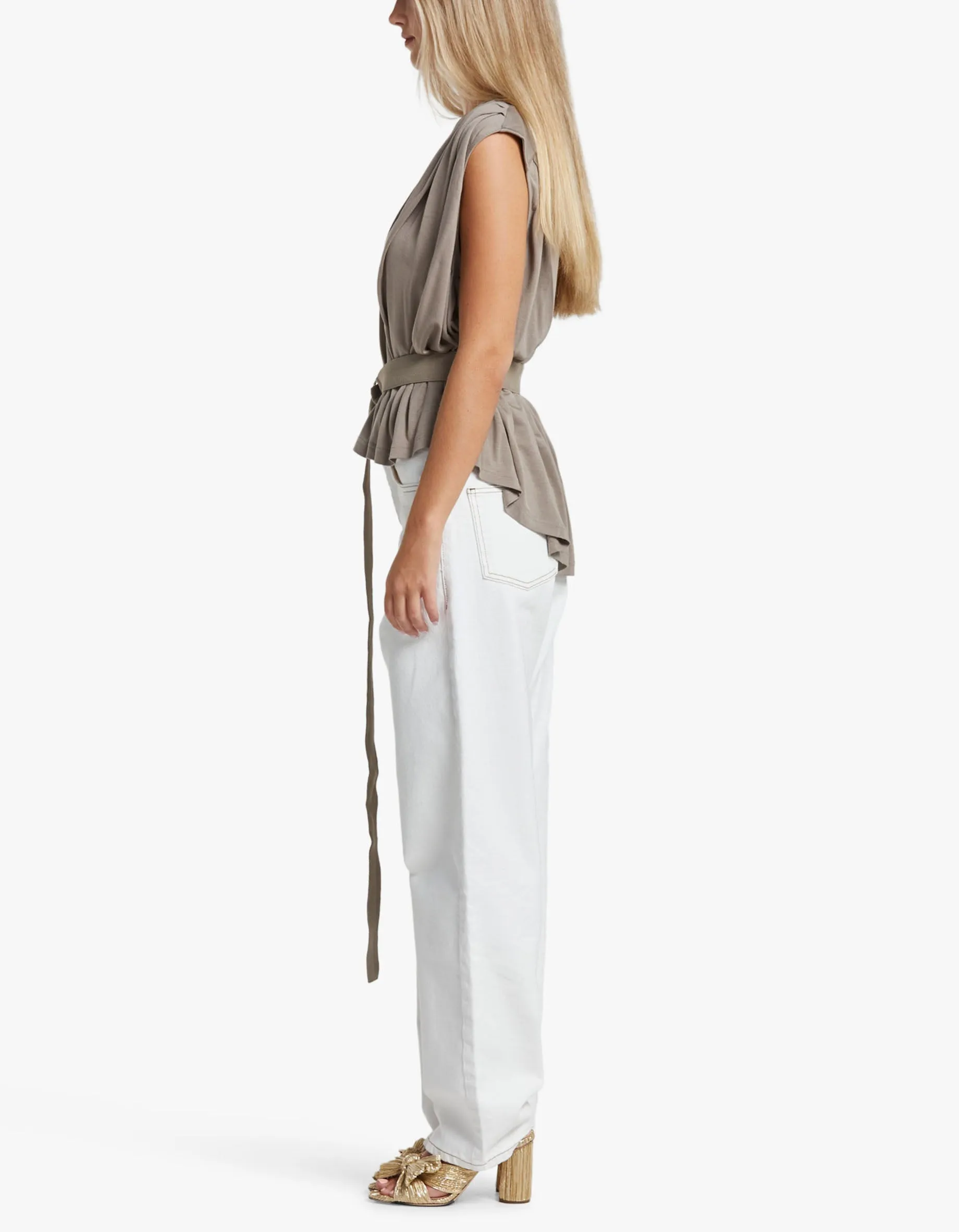 Ashwem Gather Wrap Top - Driftwood