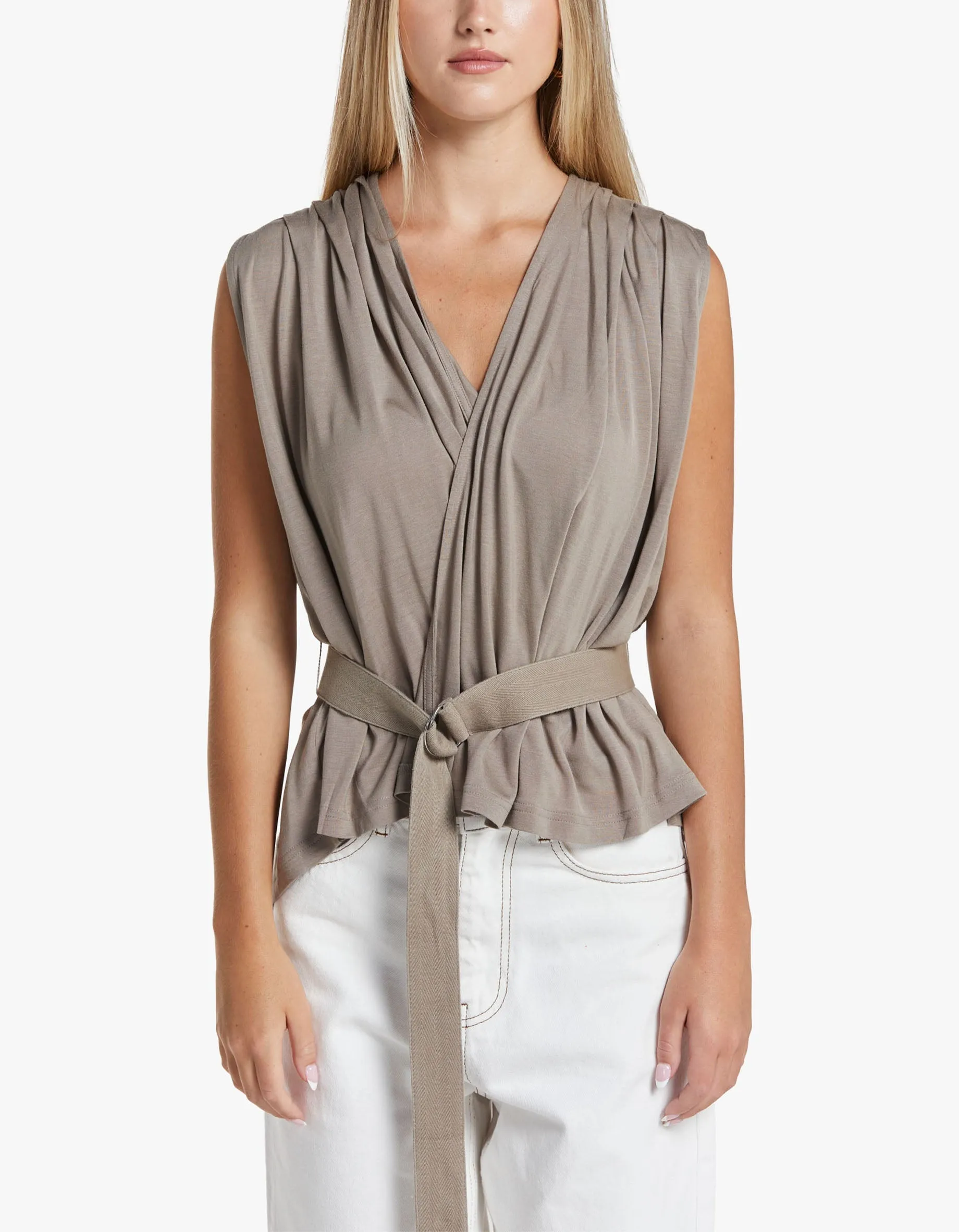Ashwem Gather Wrap Top - Driftwood