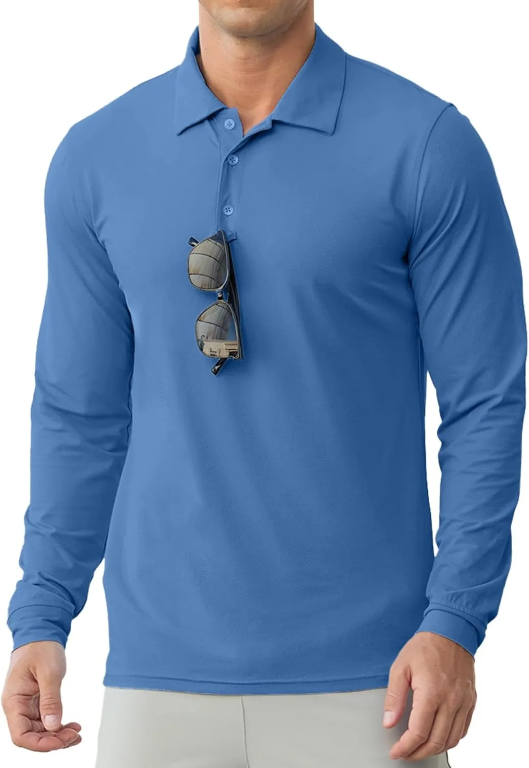 Askdeer Men's Golf Polo Shirts Long Sleeve UPF 50  Performance Collar Shirts Lightweight Summer Casual Quick Dry Tee