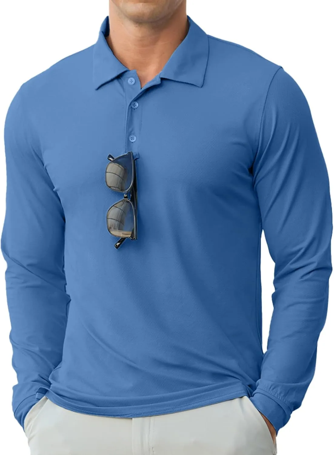 Askdeer Men's Golf Polo Shirts Long Sleeve UPF 50  Performance Collar Shirts Lightweight Summer Casual Quick Dry Tee