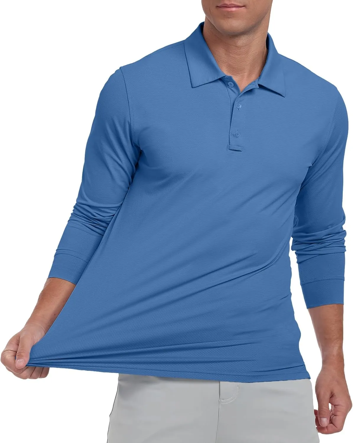 Askdeer Men's Golf Polo Shirts Long Sleeve UPF 50  Performance Collar Shirts Lightweight Summer Casual Quick Dry Tee