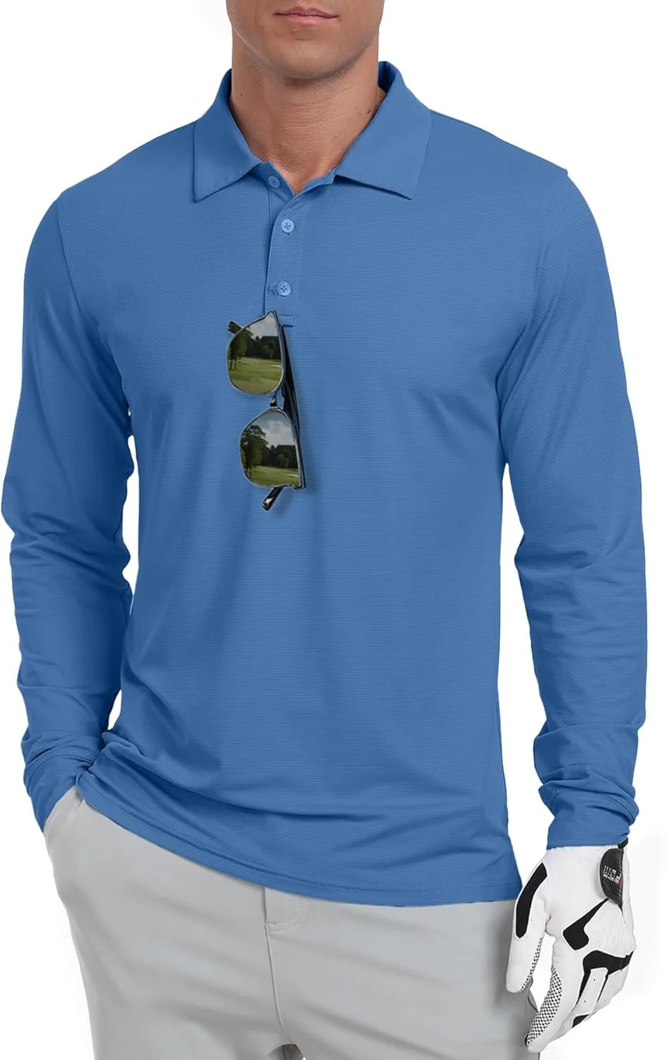 Askdeer Men's Golf Polo Shirts Long Sleeve UPF 50  Performance Collar Shirts Lightweight Summer Casual Quick Dry Tee