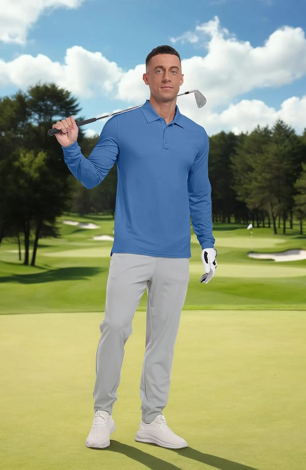 Askdeer Men's Golf Polo Shirts Long Sleeve UPF 50  Performance Collar Shirts Lightweight Summer Casual Quick Dry Tee