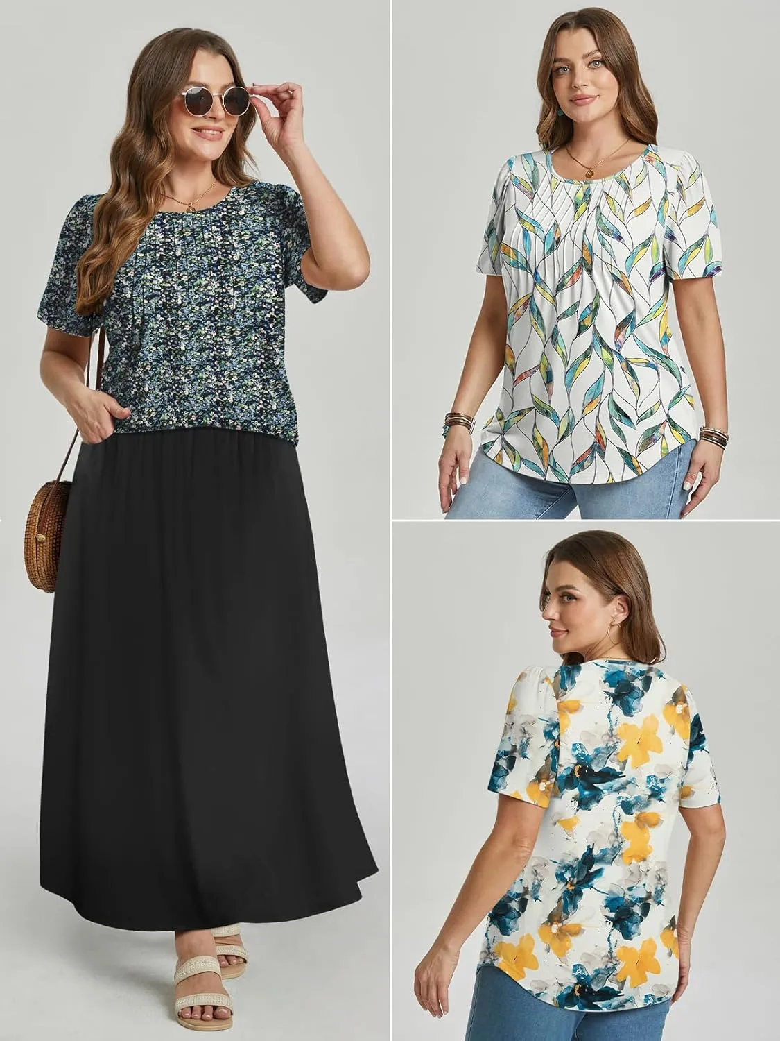 ATHMILE Womens T Shirts Short Sleeve Summer Tops Pleated Dressy Casual Blouses Spring Clothes Beach Vacation 2025