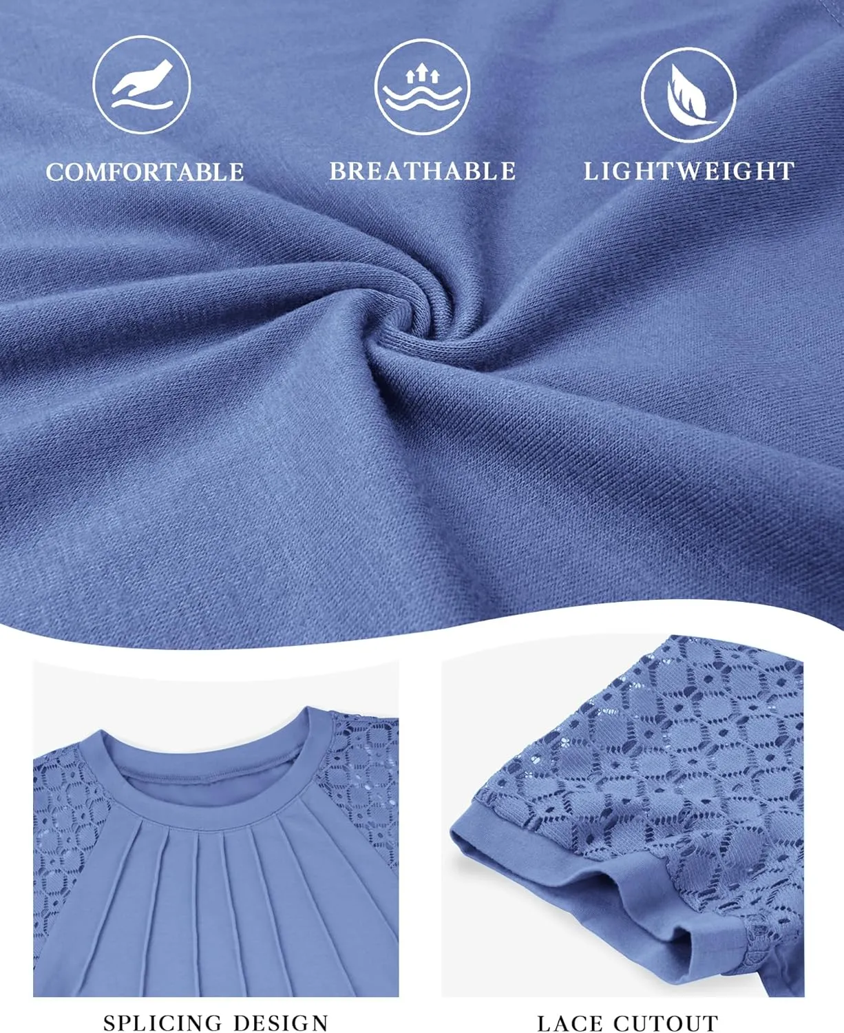ATHMILE Womens Tshirts Trendy Fashion Tops Lace Short Sleeve Business Tee Shirts Casual Knitted Blouses Summer Outfits 2025