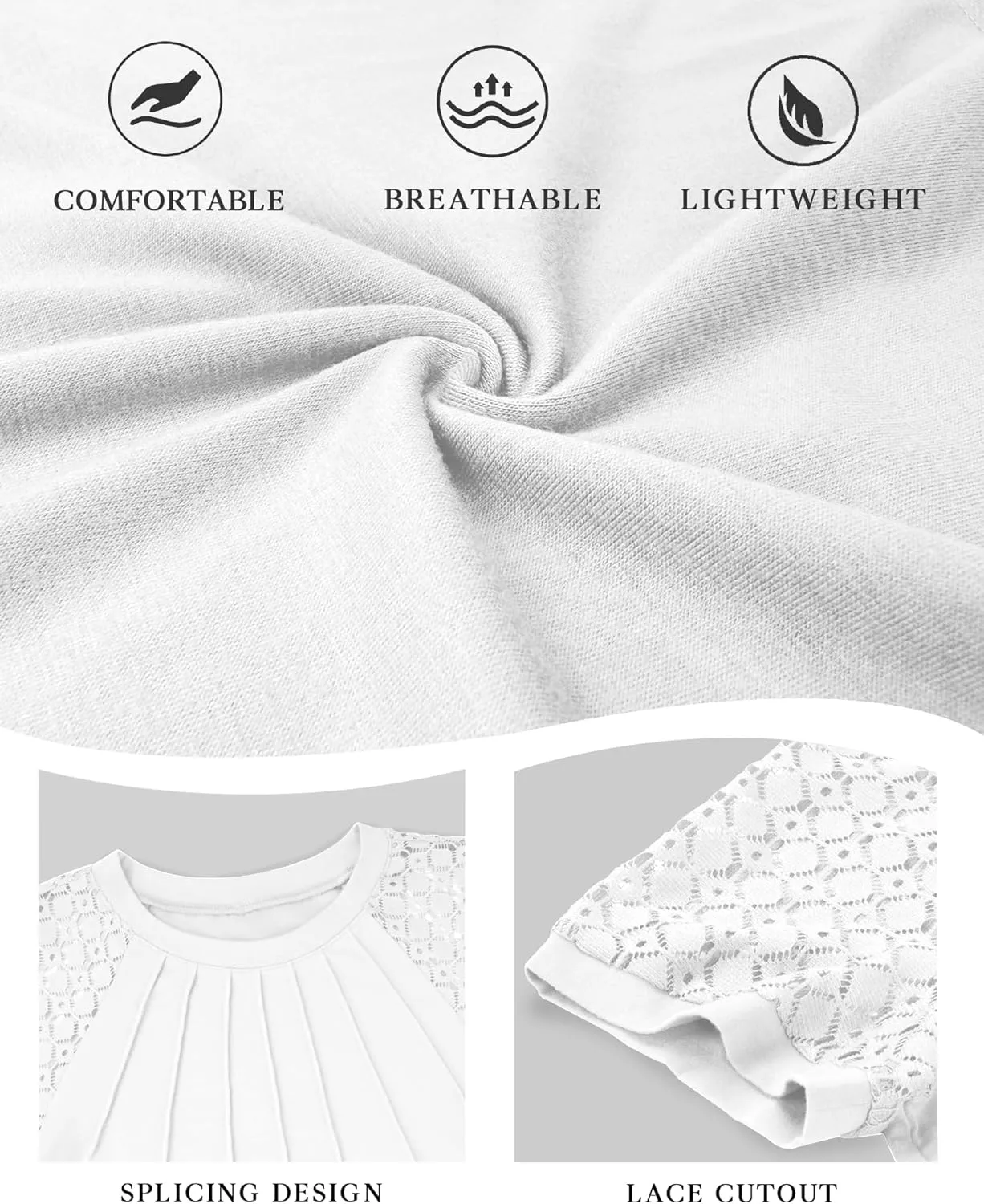 ATHMILE Womens Tshirts Trendy Fashion Tops Lace Short Sleeve Business Tee Shirts Casual Knitted Blouses Summer Outfits 2025