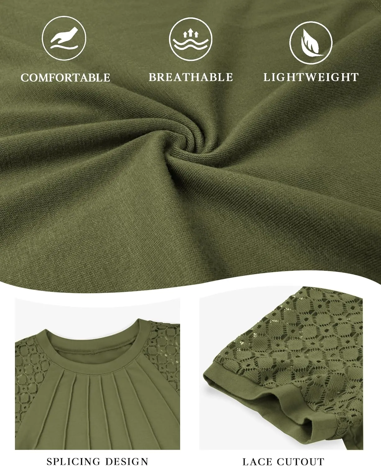 ATHMILE Womens Tshirts Trendy Fashion Tops Lace Short Sleeve Business Tee Shirts Casual Knitted Blouses Summer Outfits 2025