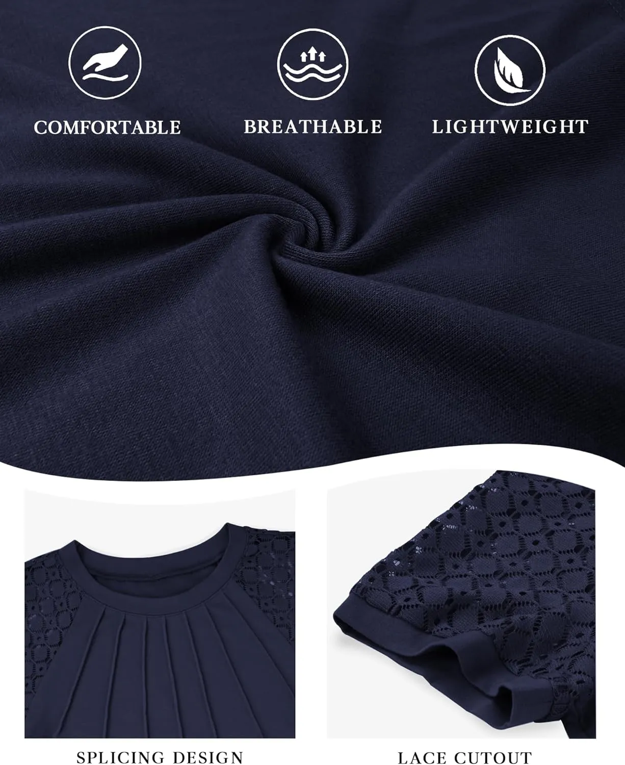 ATHMILE Womens Tshirts Trendy Fashion Tops Lace Short Sleeve Business Tee Shirts Casual Knitted Blouses Summer Outfits 2025
