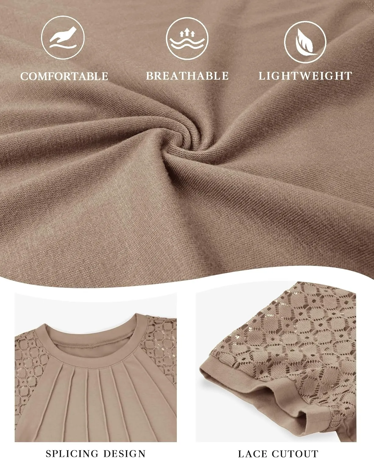ATHMILE Womens Tshirts Trendy Fashion Tops Lace Short Sleeve Business Tee Shirts Casual Knitted Blouses Summer Outfits 2025