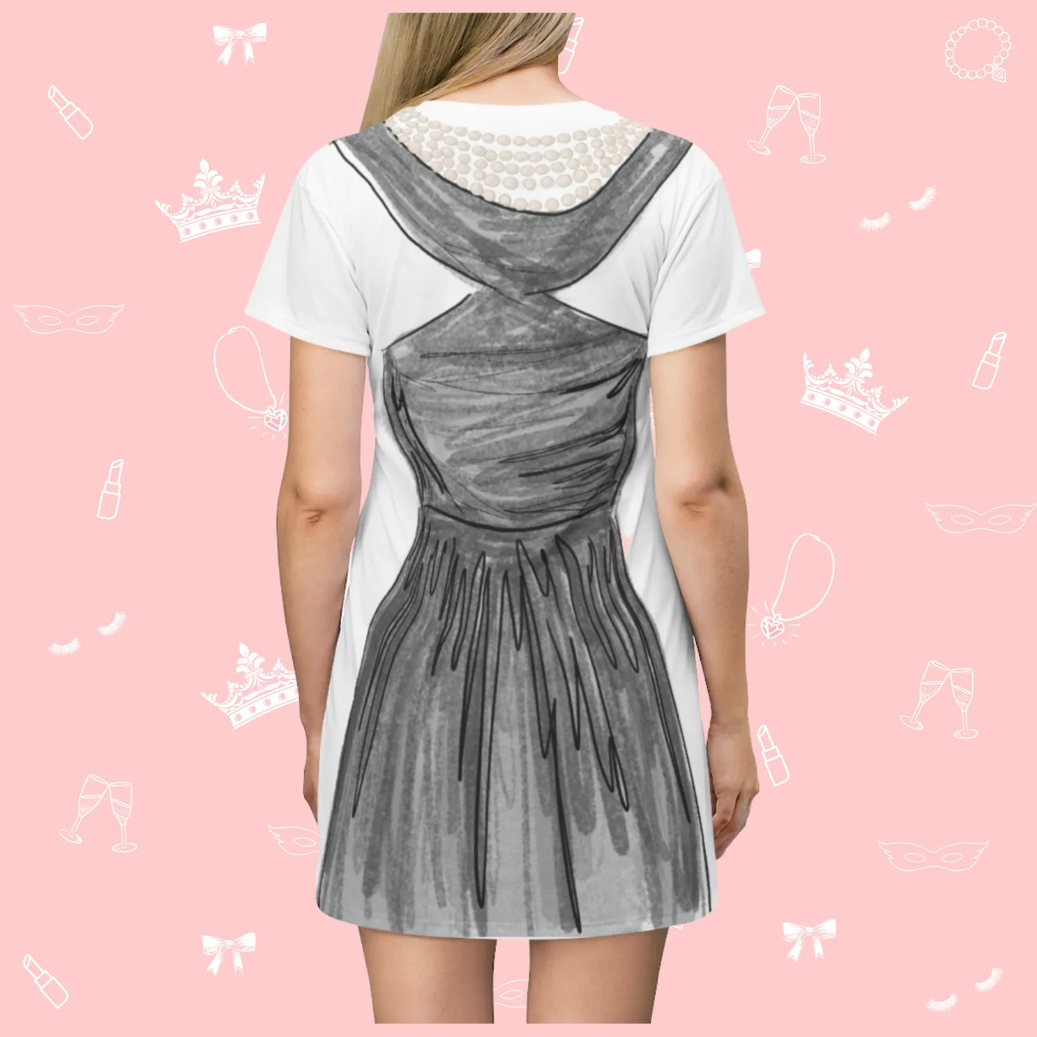 Audrey's Little Black Dress T-Shirt Dress | Easy Costume, Fun Loungewear, Unique Gift