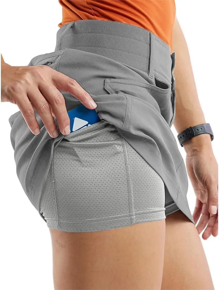 Aurgelmir Women's Casual Mid Rise Golf Hiking Skorts Athletic Running Relaxed Fit Tennis Skirts with Shorts Pockets