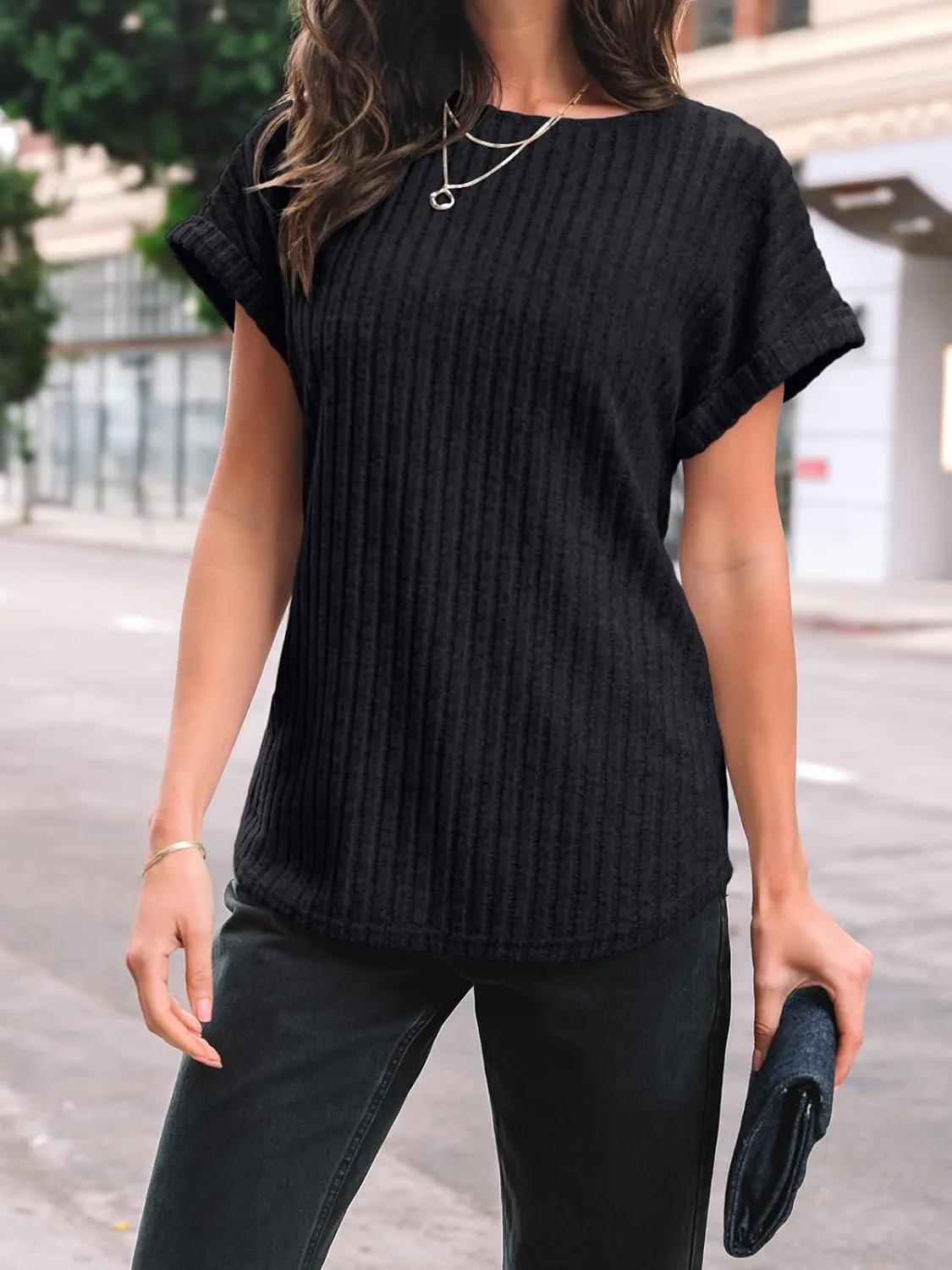 AUTOMET Women Shirts Summer Sweaters Regular Fit Short Sleeve Tunic Tops 2025 Dressy Casual Business Blouses