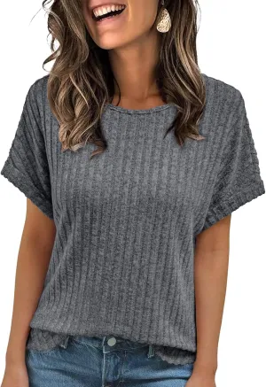 AUTOMET Women Shirts Summer Sweaters Regular Fit Short Sleeve Tunic Tops 2025 Dressy Casual Business Blouses