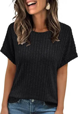 AUTOMET Women Shirts Summer Sweaters Regular Fit Short Sleeve Tunic Tops 2025 Dressy Casual Business Blouses