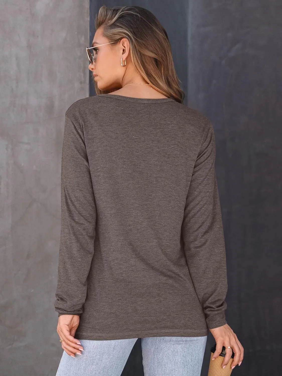 AUTOMET Women's Long Sleeve Shirts Casual Loose Fit Tees Solid Color Oversized Basic Tops Business Casual Outfits