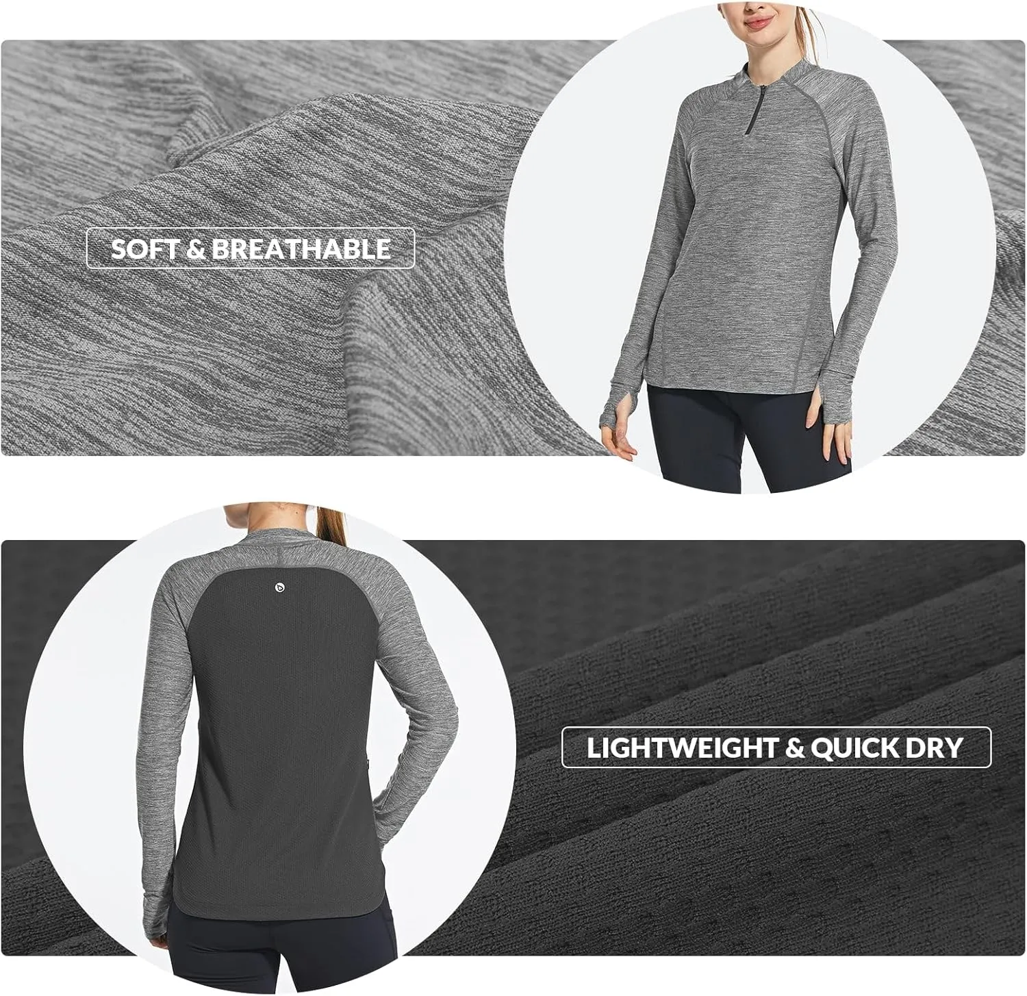 baleaf Women's Long Sleeve Running Shirts Quick Dry Lightweight Pullover Workout Tops Athletic T-Shirts Moisture Wicking