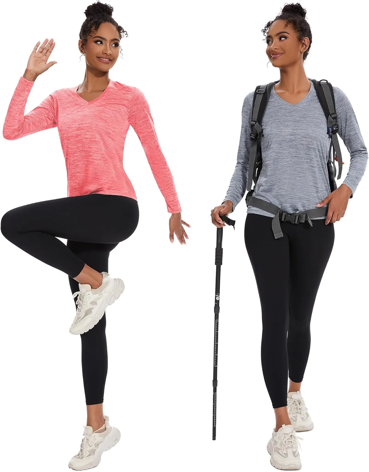 BALENNZ Long Sleeve Workout Shirts for Women V Neck Moisture Wicking Quick Dry Gym Athletic Top Shirts