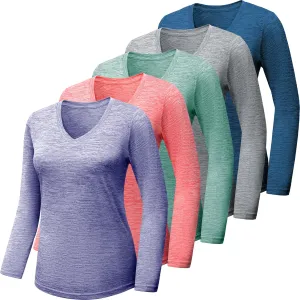 BALENNZ Long Sleeve Workout Shirts for Women V Neck Moisture Wicking Quick Dry Gym Athletic Top Shirts