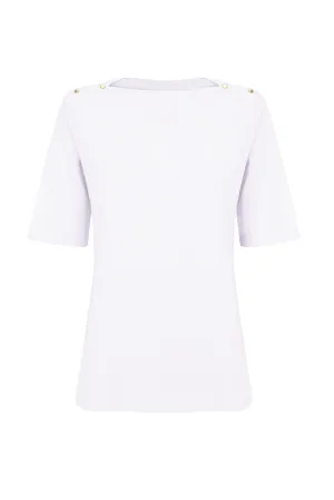 Basic Boat Neckline T-Shirt White