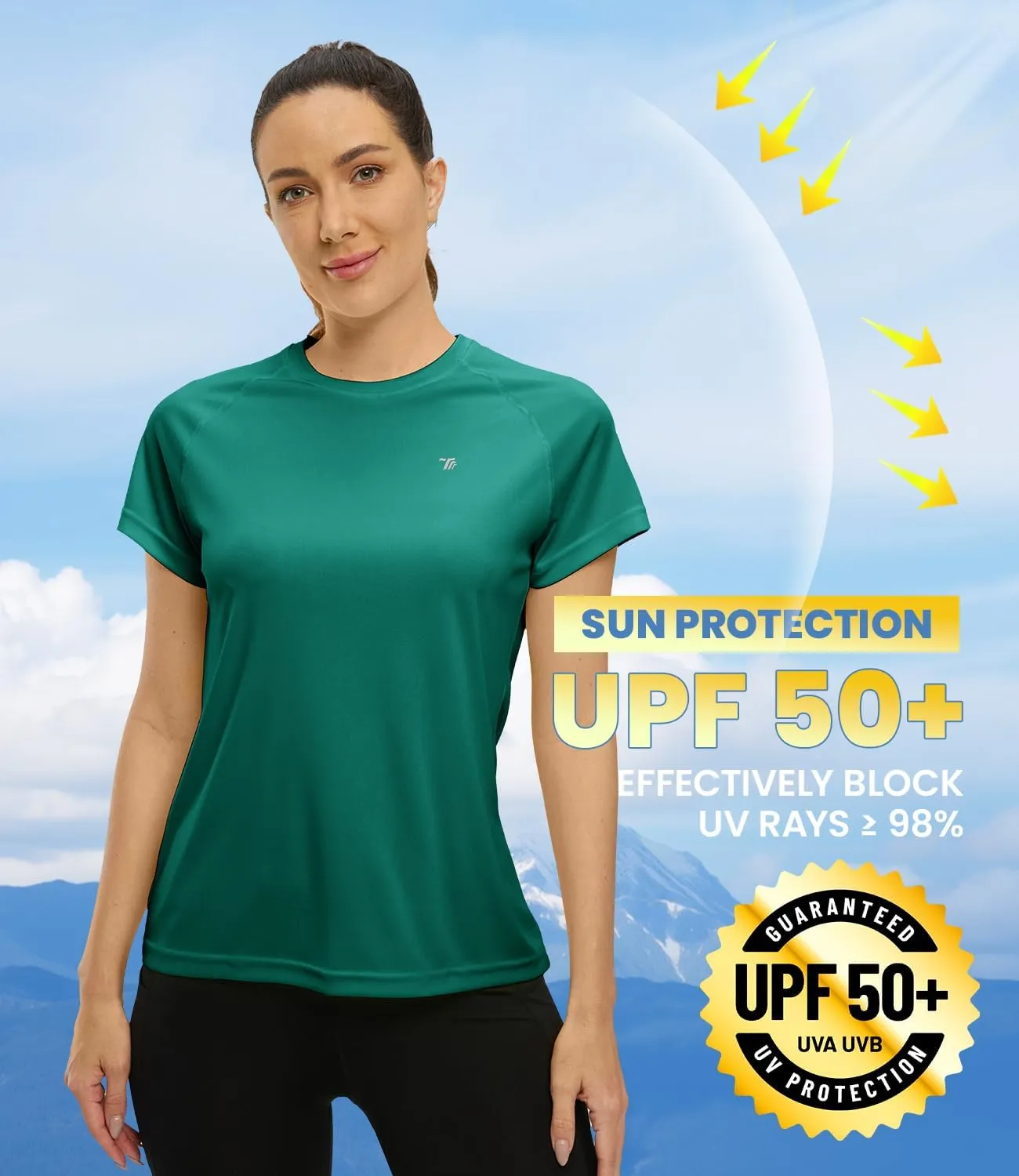 BASUDAM Women's Short Sleeve T-Shirts Quick Dry Cooling UPF 50  Lightweight Athletic Shirts Running Workout Tops