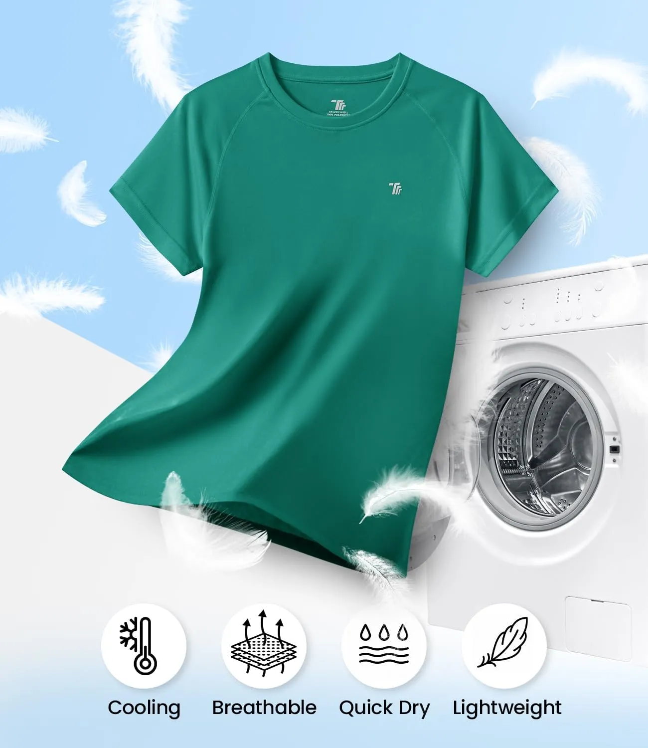 BASUDAM Women's Short Sleeve T-Shirts Quick Dry Cooling UPF 50  Lightweight Athletic Shirts Running Workout Tops