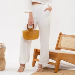 BEACH READY WHITE LINEN PANTS