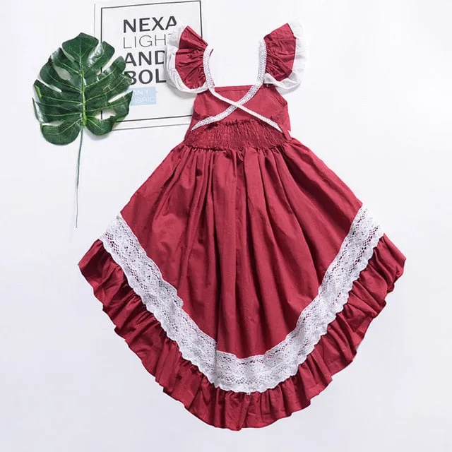 Bear Leader Girls Dress New Summer Casual Style Sweet Short Sleeve Floral Print Square Collar Design for Girls Clothes