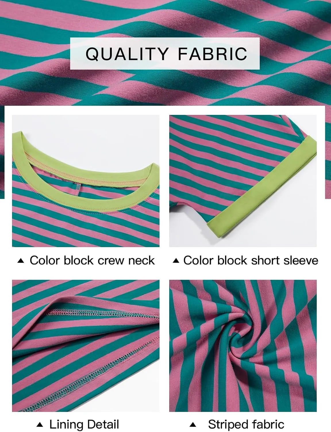 Beautife Womens Plus Size Tops 2025 Summer Oversized Striped Shirts Loose Fit Crew Neck Half Sleeve Tee Shirts