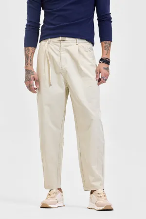 Beige Mid Rise Relaxed Fit Cargo Pants