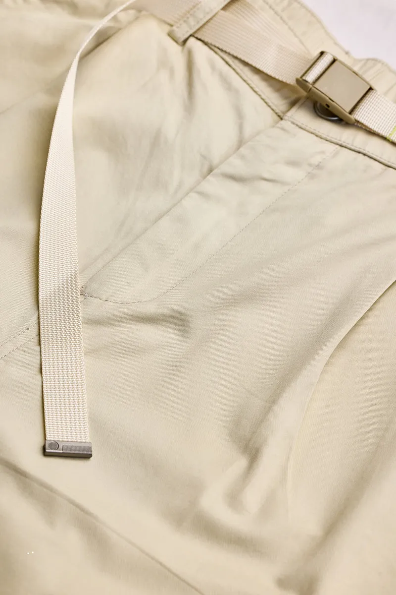 Beige Mid Rise Relaxed Fit Cargo Pants