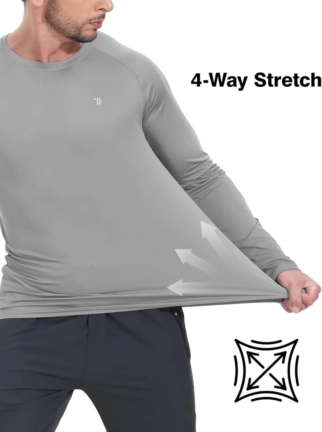 BGOWATU Men's Long Sleeve Sun Shirt Hiking Shirts UPF 50  Quick Dry Lightweight Athletic T-Shirts for Outdoor
