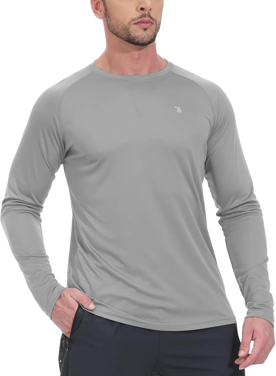 BGOWATU Men's Long Sleeve Sun Shirt Hiking Shirts UPF 50  Quick Dry Lightweight Athletic T-Shirts for Outdoor