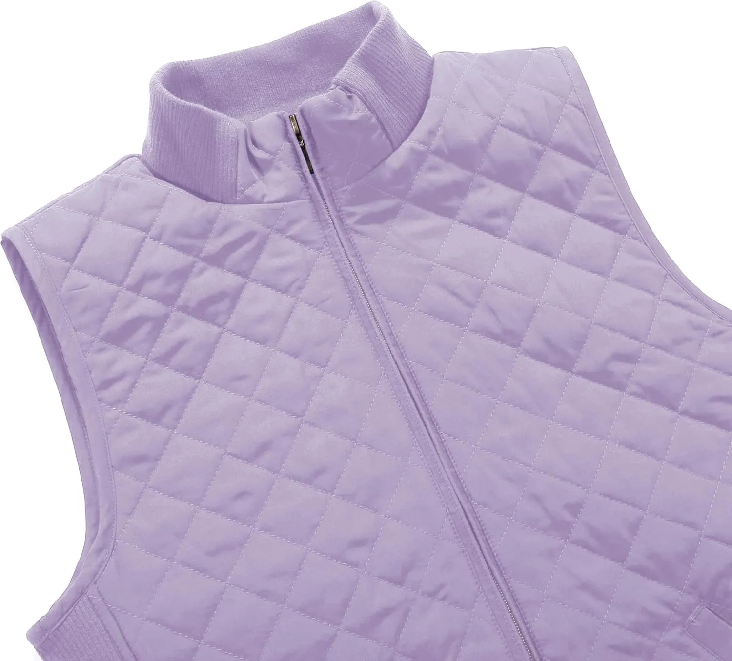 Bienzoe Women Quilted Casual Vest: Lightweight Packable Sleeveless Jacket