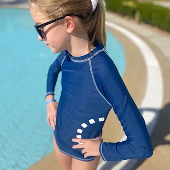 Blue/ white long-sleeved rash top