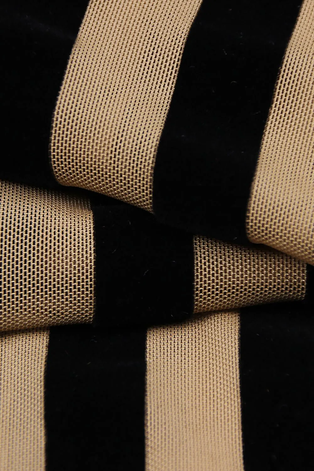 Boat Neck Striped Mid Length Mesh Gown