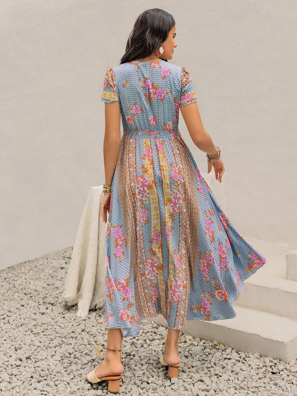 Boho Breeze Buttoned Maxi Dress