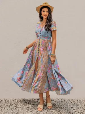 Boho Breeze Buttoned Maxi Dress