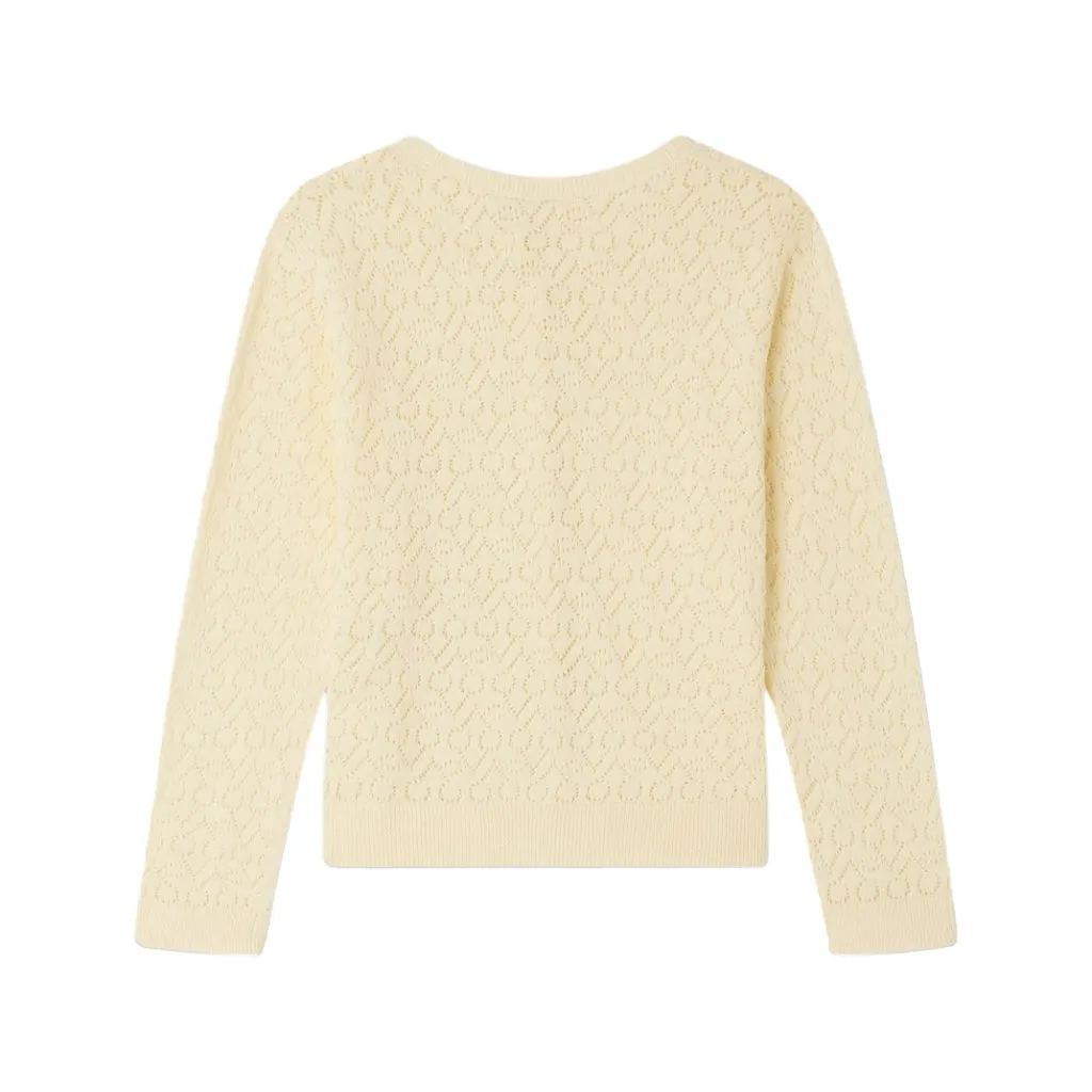 Bonpoint Cherry Open Knit Cotton Cardigan