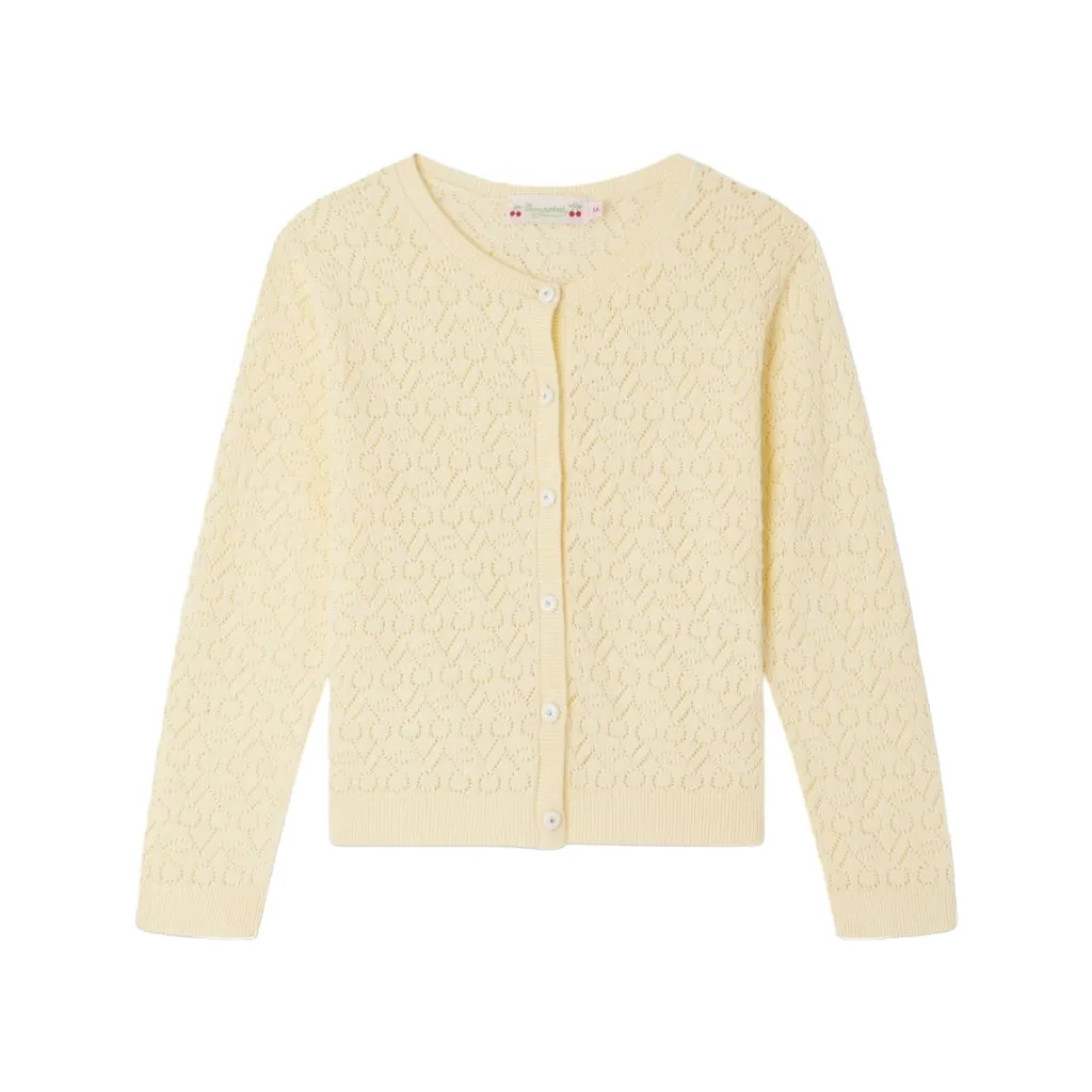 Bonpoint Cherry Open Knit Cotton Cardigan