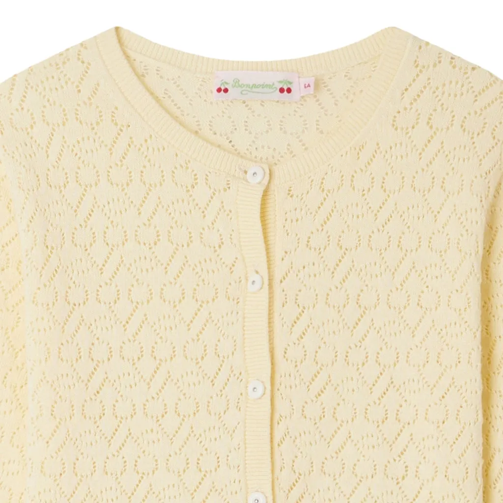 Bonpoint Cherry Open Knit Cotton Cardigan