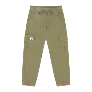 Boys Relaxed Fit Drawstring Cargo Jogger Pants - Olive | Multicultural Kids Clothing