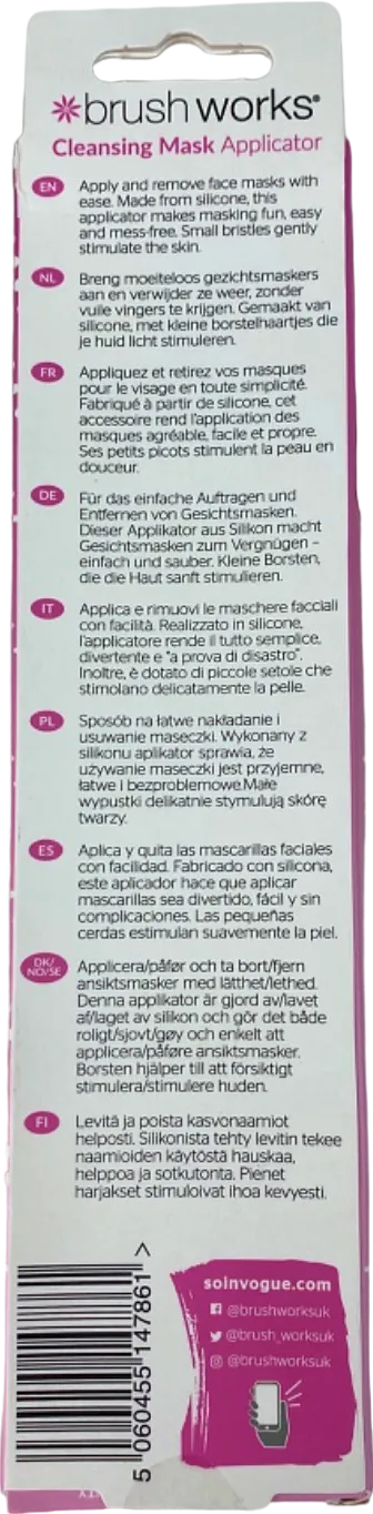 Brushworks Cleansing Mask Applicator Pink No Size
