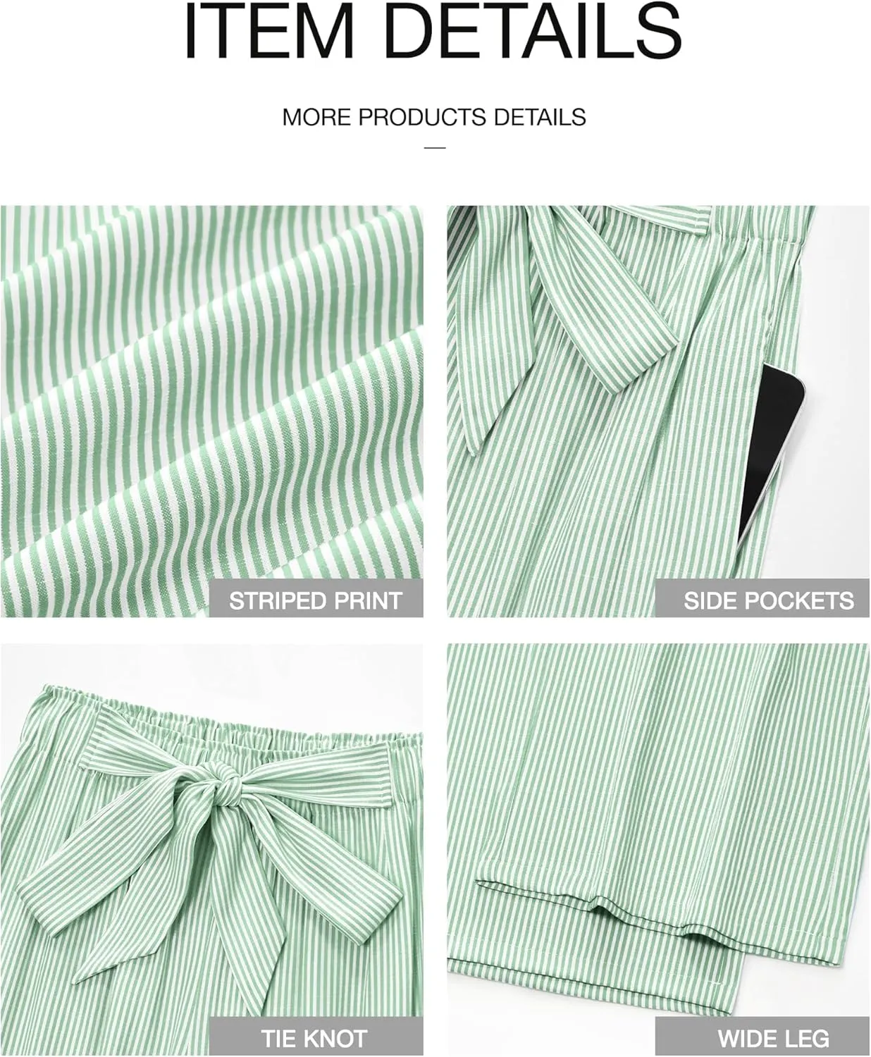 BTFBM Womens Striped Wide Leg Pants Dressy High Waist Trousers Business Casual Loose Flowy Tie Knot Palazzo Pants