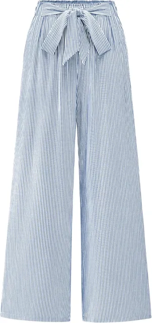 BTFBM Womens Striped Wide Leg Pants Dressy High Waist Trousers Business Casual Loose Flowy Tie Knot Palazzo Pants