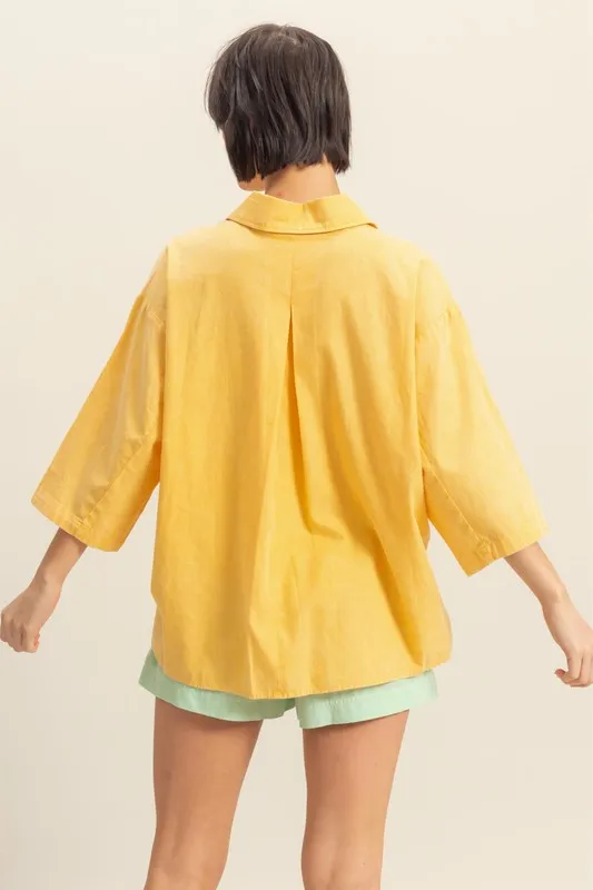 Button Down Collared Neck Relaxed Fit Shirt
